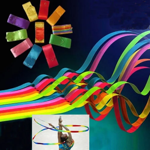 4M Gymnastics Ribbon Colorful Gym Ribbons Dance Rhythmic Gymnastic Ballet Streamer Twirling Rod Stick for Training|Гимнастика| |