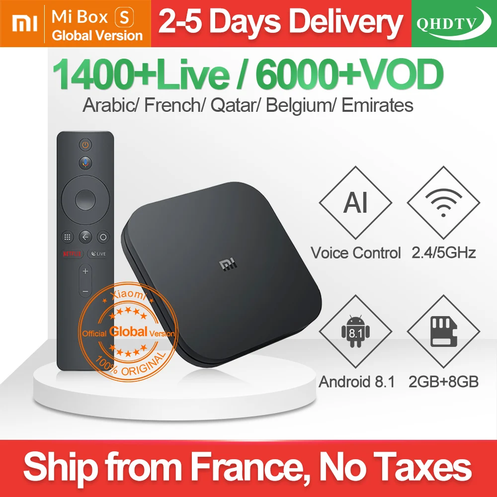 

IPTV France Arabic IPTV Android 8.1 Xiaomi MI Box S 2G+8G BT Dual-Band WIFI Netherlands Belgium IP TV 1 Year IPTV France Arabic