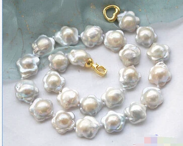 

Wholesale FREE SHIPPING >>> P4062 17" 16mm WHITE plum blossom coin FRESHWATER PEARL NECKLACE