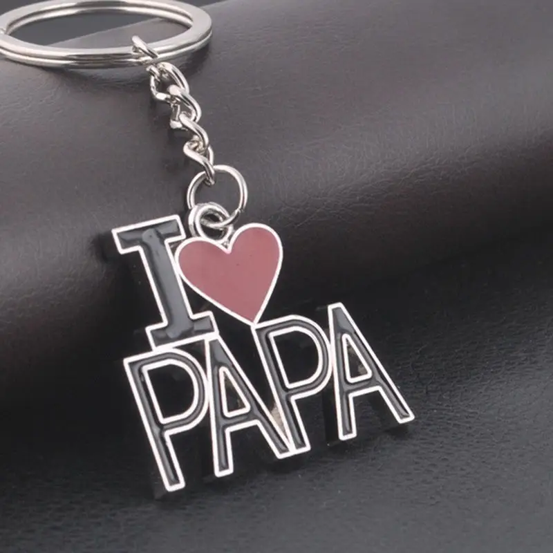 I Love PAPA Heart Key Chain Key Ring Dad Family Keychain Father's Day Gift For Father Men
