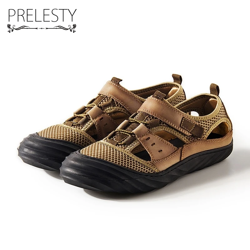 

Prelesty Fashion Summer Outdoor Men Sandals Toe Protect Rubber Outsole Beach Climb Holiday Breahtable Shoes Dropshiipping