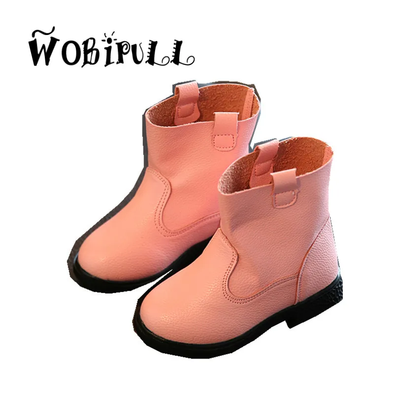 WOBIPULL Girls leather shoes kids boots 2017 spring big Boys and girls boots student casual Martin