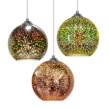 Classic design LED lamp pendant light diameter 15/20cm 3D colorful Plated Glass Mirror Ball hanging light fixture