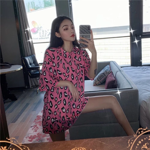 

RUGOD 2019 Summer Women O-Neck T-Shirt Loose Style Casual Lady Leopard Print Футболки