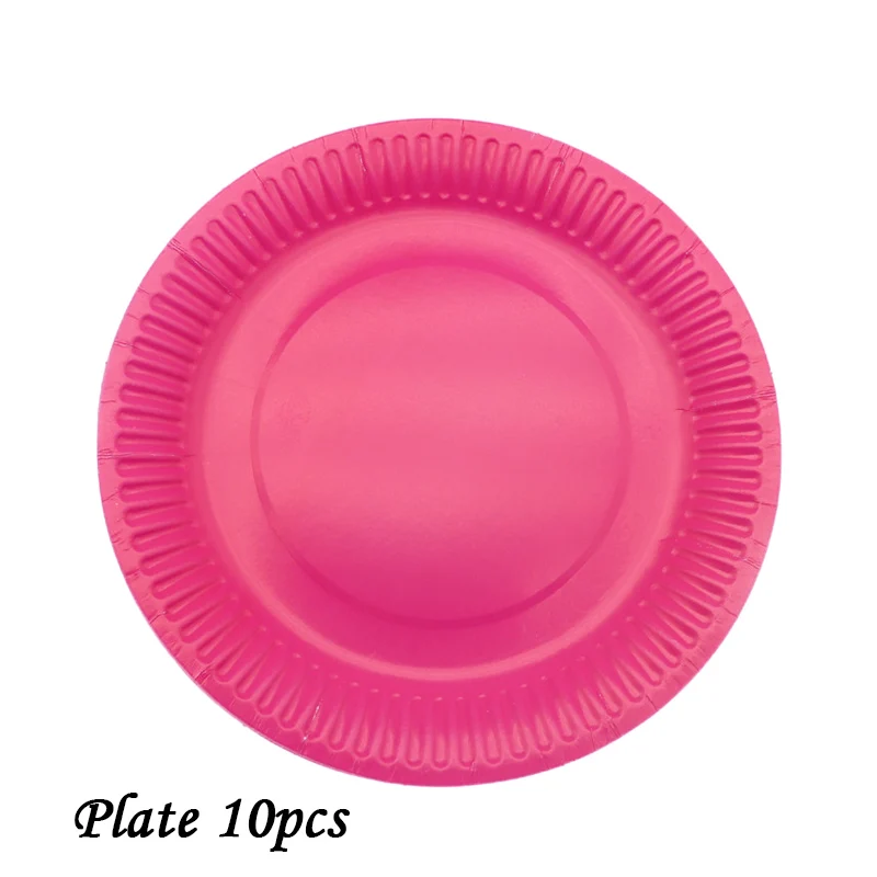 10 шт./Партия красная розовая тарелка чашка соломенная одноразовая коробка для посуды сплошной цвет день рождения предметы домашнего обихода Детская Игрушка В ванную - Цвет: Plate10pcs