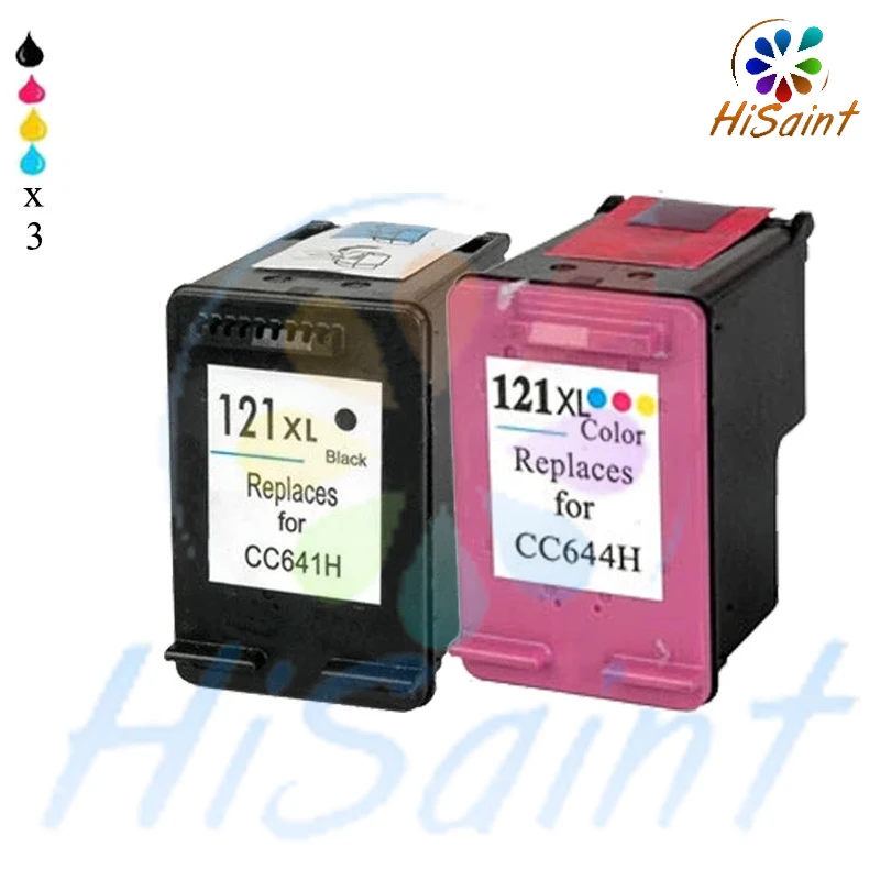 6pk Бесплатная доставка 2018 [hisaint] для HP 121 XL черный cc641h и Цвет cb644h заправленных