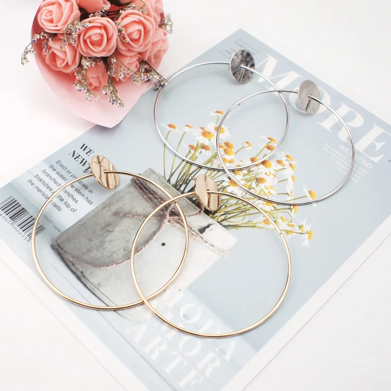 MANILAI 70mm Diameter Alloy Dangle Earrings For Women High Quality Circular Metal Statement Earrings Fashion Wholesale Jewelry