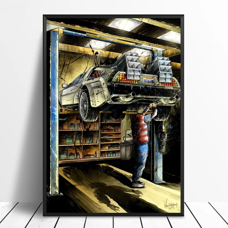

Back To The Future Car DeLorean DMC-12 Movie Poster Home Decor Wall Decor Wall Art Cnavas Poster Cnavas Print #1
