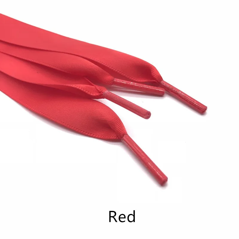Red Новинка, 1 пара, 2 см, ширина, атласная шелковая лента, шнурки, 110 см, длина, кроссовки, спортивная обувь, кружева, для взрослых, детские шнурки, цветные - Цвет: Red