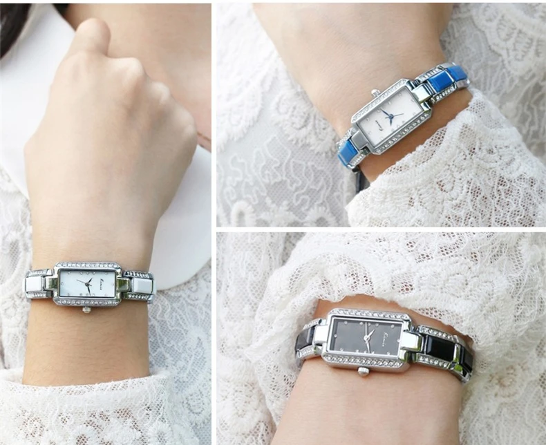 2016 Luxury Brand Rectangle Women Watch KIMIO Ladies Bracelet Watches Women Dress Rhinestone Imitation Ceramic Quartz Watch Gift