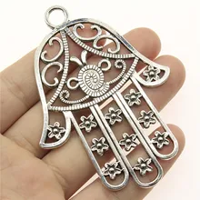 WYSIWYG 1 Uds 85x62mm mano de Hamsa encanto con flores mano encantos gran hueco flores Lufthansa dijes de mano Hamsa