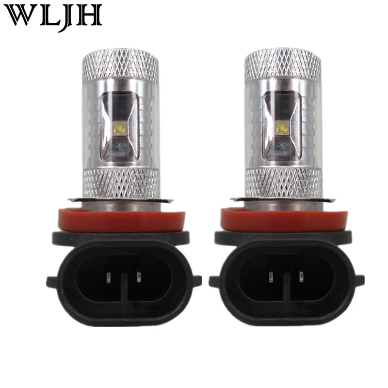 

WLJH 2pcs 30W 600Lumen H8 H11 H9 Led Lens Car Lighting DRL Lamp Bulb Daytime Running Light Ultra White + 2x t10 Gift Bulb