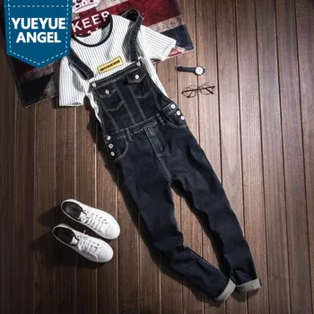 

New Fashion Casual Wash Skinny Overalls Jeans Pants Men Vintage Design Pocket Jeans Denim Overalls Male Blue Jumpsuit Jeans