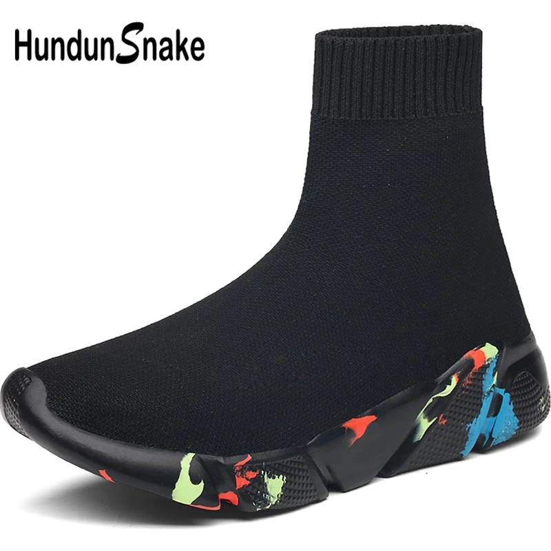 Hundunsnake/носки для бега большого размера; кроссовки для мужчин; спортивная обувь; Мужская обувь; спортивная женская обувь с высоким берцем; прогулочная обувь черного цвета; B-037 - Цвет: black color