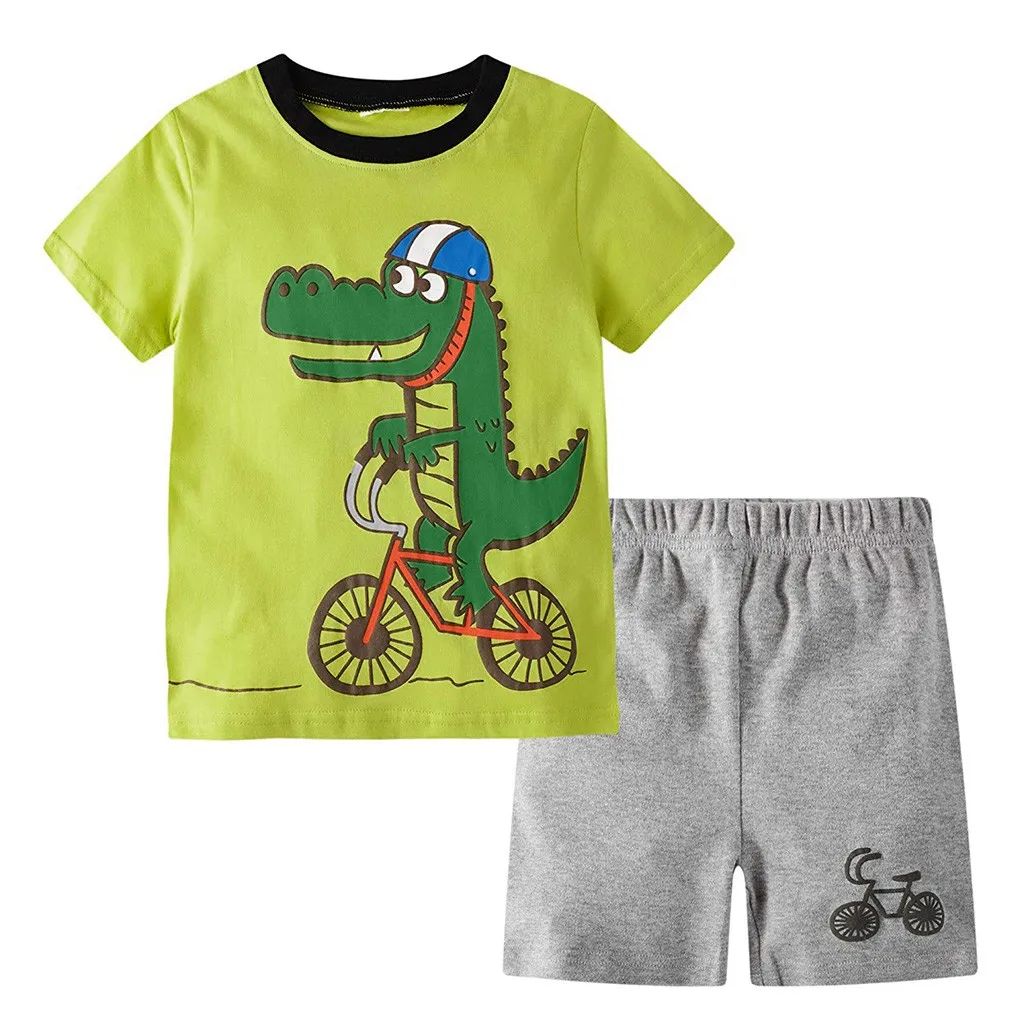 

boy baby clothes Cotton Kids Boys Clothes Children Clothing Sets Summer Cartoon Print clothes for new born boy#G3