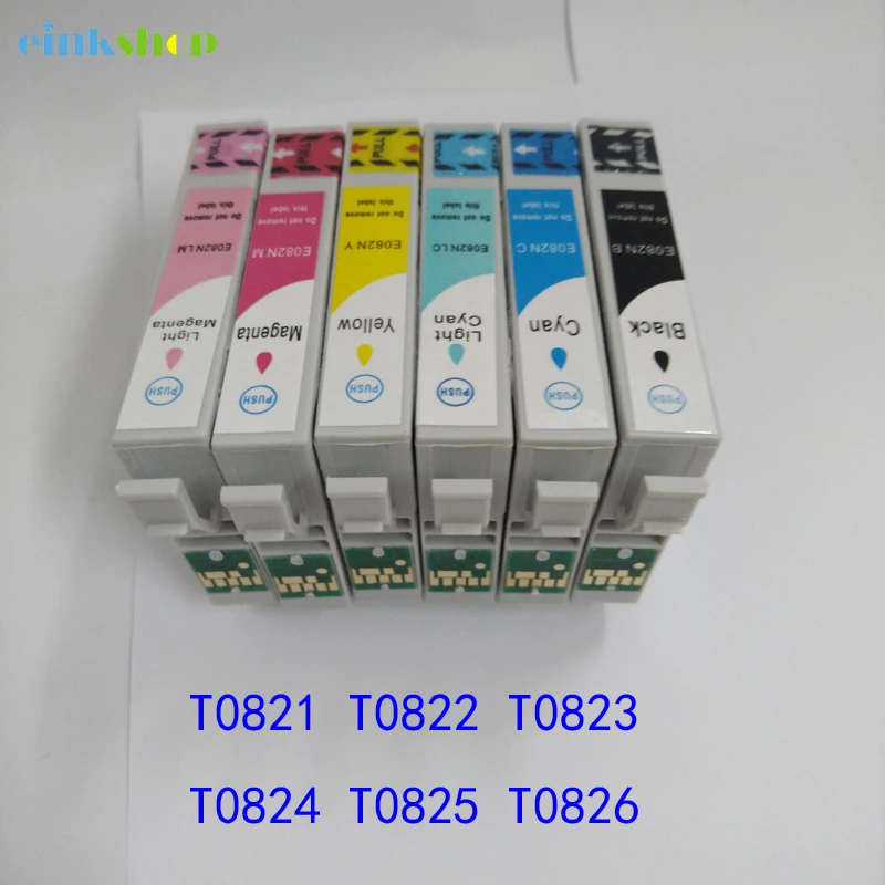Einkshop 1 комплект T0821-T0826 чернильный картридж для Epson R270 R390 TX650 T50 T59 TX720 TX700 RX610 RX590 RX615