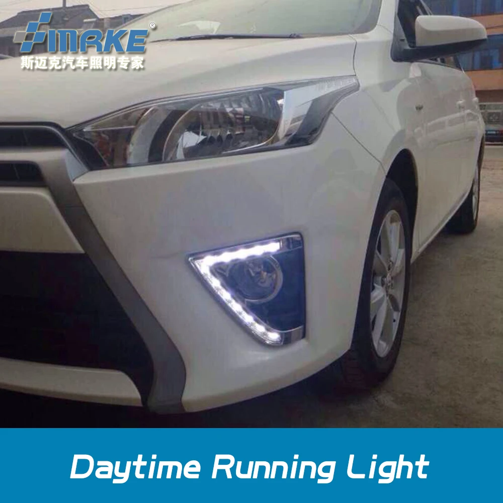 

2015 New!  by DHL Car style for TOYOTA YARIS L 2014 led daytime light , led drl for yaris l with fog lamp cover