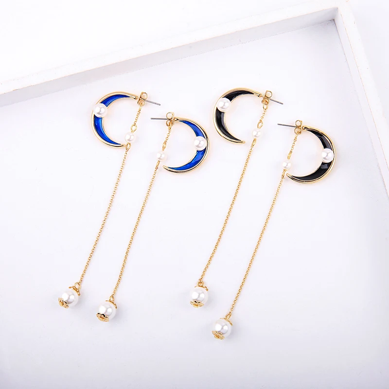 Mother's Day Special Offer Moon Drop Earrings Luxury Imitation Pearl Long Pendants For Women Fashion Jewelry | Украшения и