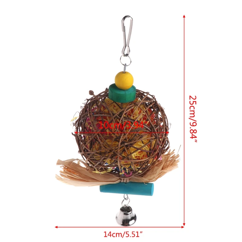 Попугай птица бамбуковый ротанга игрушка для игры висячий Cockatiel Parakeet качель для птичьей клетки птицы игрушки с бубенчиками
