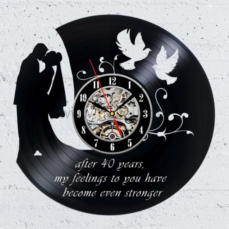 1Piece Vinyl Record Wall Clock 40th Wedding Anniversary Gift For