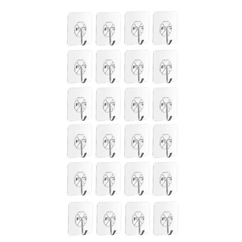 24Pcs Bathroom Hooks Plastic Suction wall Strong Transparent Suction Cup Sucker Wall Hooks Hanger Kitchen Bathroom (6)