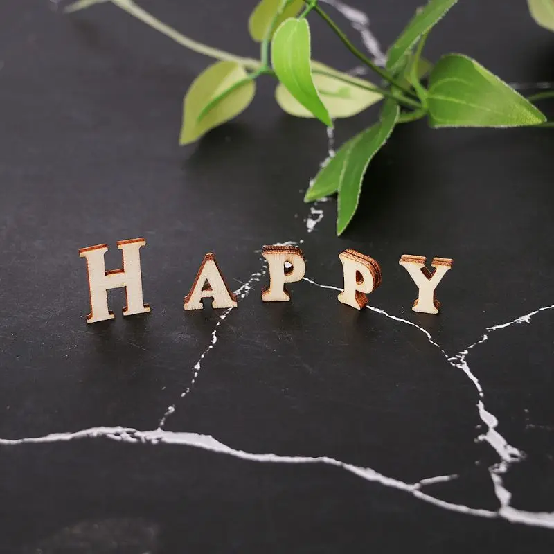 

50pcs Laser Cut Wood Embellishment Wooden Letter Shape Craft Wedding Decor
