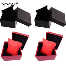 1 шт. картонная коробка для демонстрации ювелирных изделий из нетканого материала коробки для ювелирных изделий и упаковочные аксессуары черный красный цвет 88x82x50 мм