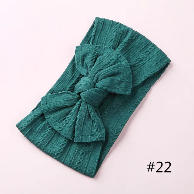 1PCS New Braid Nylon Bow Headbands,Cable Knit Solid Wide Nylon Headbands Turban, Baby Girls Head Wrap Hair Accessories 27 colors A2NSNSFB-9568-22