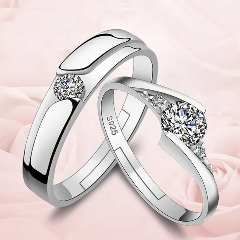 Paired Rings Gifts For Women Men Adjustable Wedding Ring Set Jewelry Womens Accessories Alianzas De Boda Para Parejas F85-5