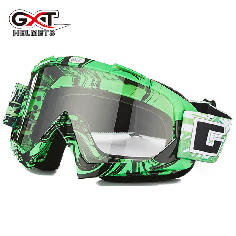 GXT moto cross moto rcycle очки ATV MTB DH ветрозащитное стекло для катания на лыжах мото велосипедные очки стеклянный шлем для беговых велосипедов - Цвет: black green