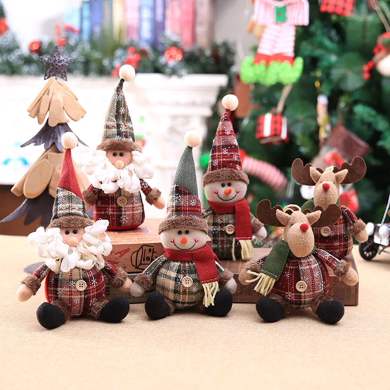 

Cute Christmas Santa Claus Snowman Elk Doll Toys Christmas Tree Hanging Ornament Decoration For Home Xmas Party New Year Gifts