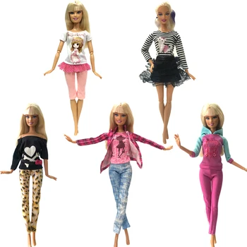 

NK Newest 5 Pcs /Set Doll Dress Fashion Skirt Beautiful Party Clothes Fashion Outfit For Barbie Doll Accessories Best Toys DZ