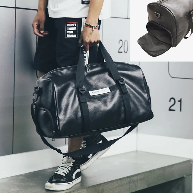 Newboler Gym Bag Leather Women Fitness Shoe Compartment Men Duffle Newboler Gym Bag Leather Women Fitness Shoe Compartment Men Duffle Shoulder Bags Waterproof Travel Training Large