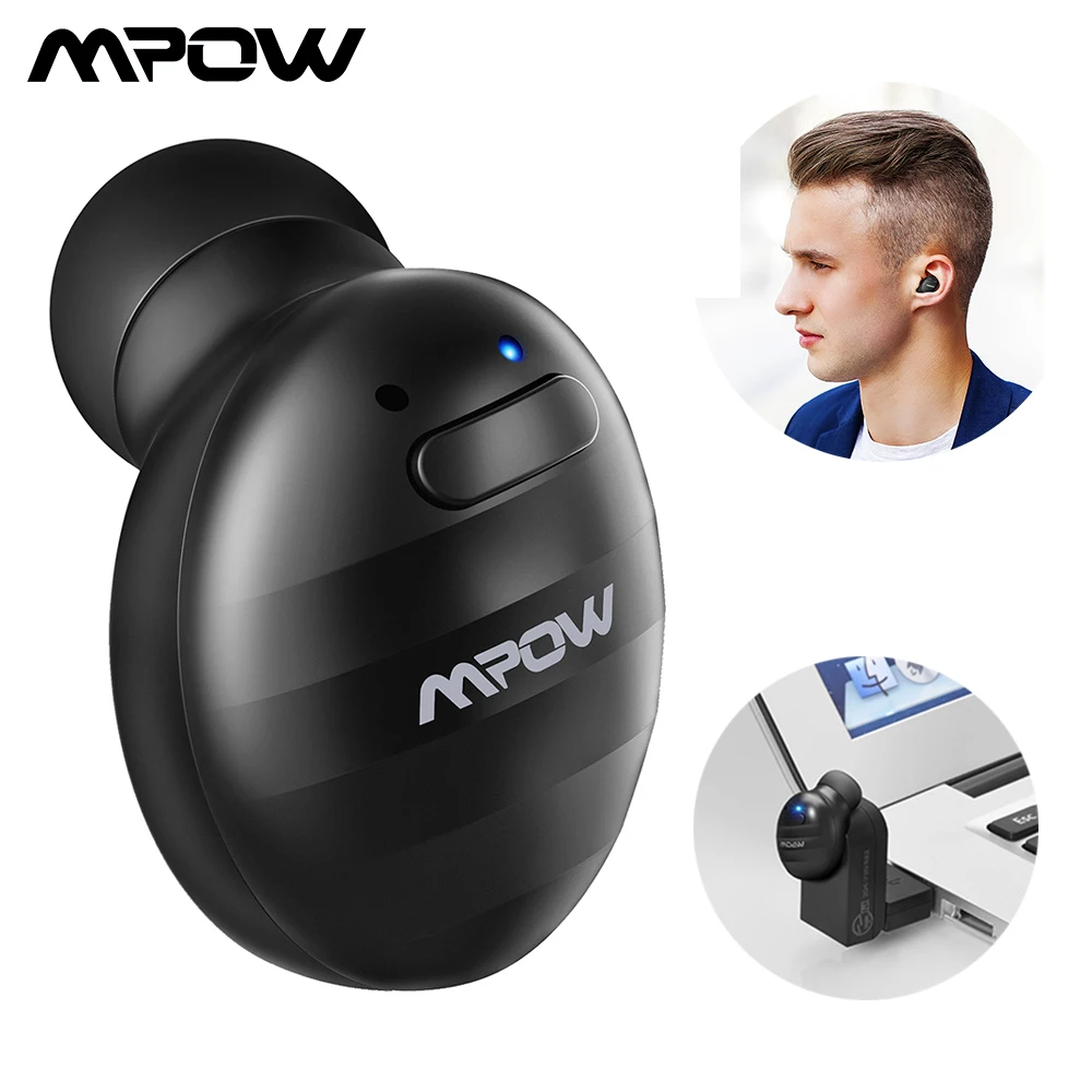 Оригинальные мини наушники Mpow EM6 Bluetooth V4.1 EDR невидимые Беспроводные с микрофоном