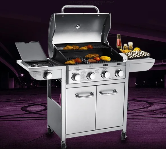 Parrilla de barbacoa de gas de cinco estufa de gas, horno de gas, parrilla de barbacoa de gas de acero para exteriores con cubierta|Parrillas de barcacoa| - AliExpress