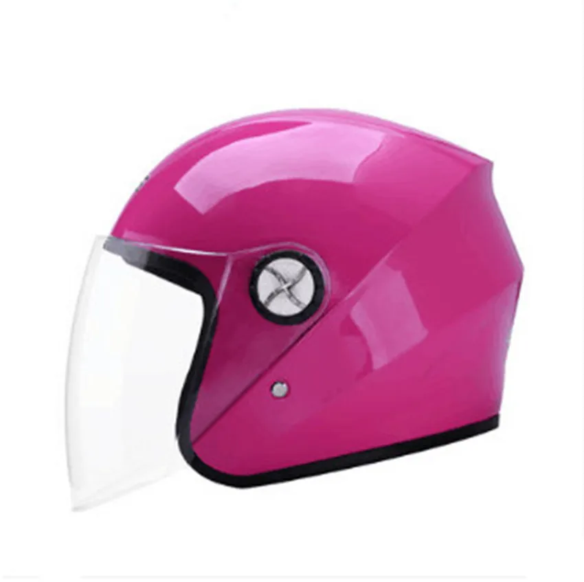 2017 Women Open Face Half Pink Motorcycle Motorbike Helmet & Visor