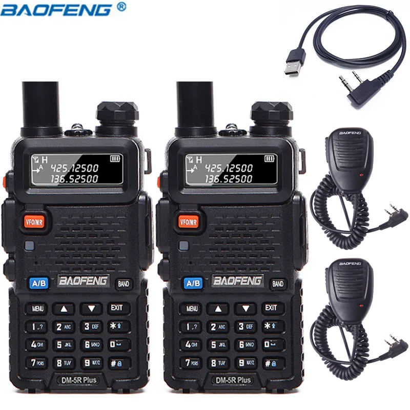 2 шт. Baofeng DM-5R PLUS DMR Tier I& II Радио рация цифровой и аналоговый режим DMR ретранслятор функция Совместимость с Moto - Цвет: add speaker mic cabl