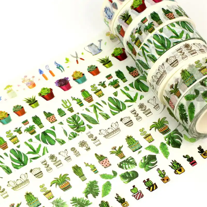 Fresh Flower Set DIY Decorative Flamingo Succulent plants Japanese Washi Tape