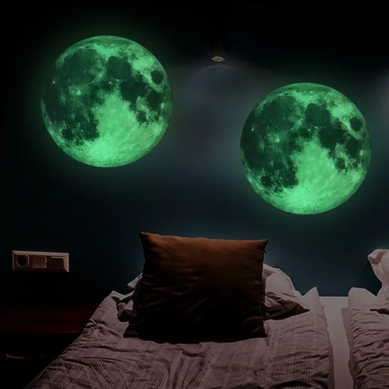 Wall Sticker Large Moon Wall Stickers Glow In the Dark Luminous DIY