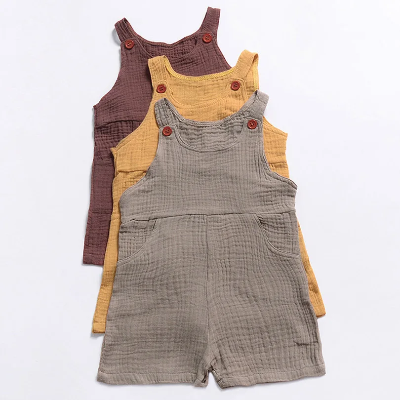2019 New Summer Toddler Overalls Baby Suspender Pants Solid Baby Boy