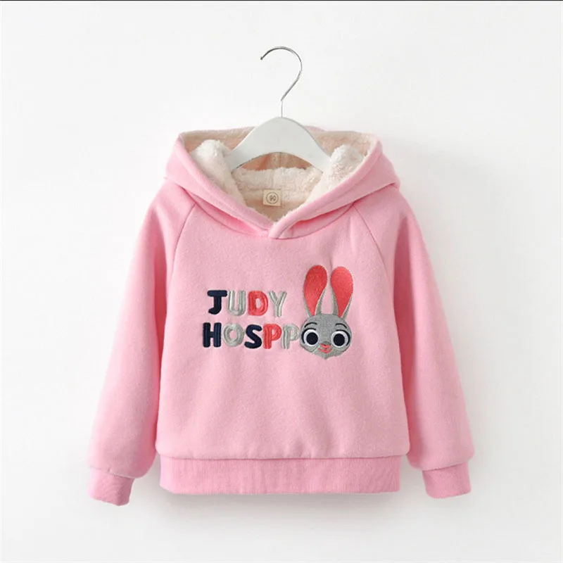 BibiCola/ свитер для маленьких девочек зимнее пальто с капюшоном меховой свитер теплая куртка детская верхняя одежда детская одежда в розницу - Цвет: Розовый