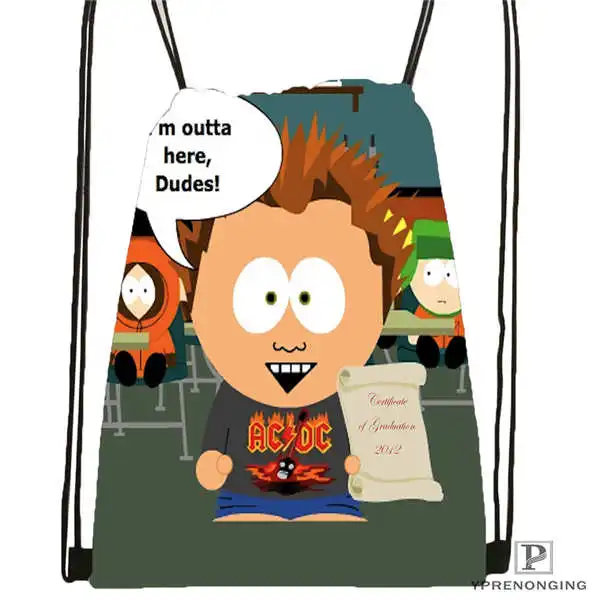 Пользовательские Южно-Парк-походная сумка на шнурке милый рюкзак для детей(черная спинка) 31x40 см#2018612-01-(6 - Цвет: Drawstring Backpack