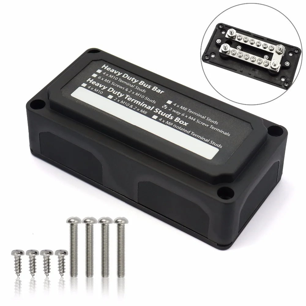 

100A 2 Way 6x M4 screw terminals Module Design Bus Bar Box Power Distribution Block