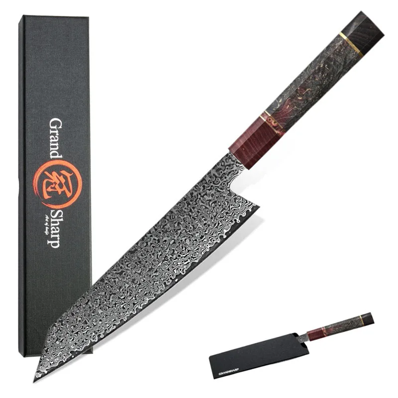 Grandsharp 8.2'' Damascus Kitchen Knife Handmade Chef Knife VG10 Japanese Damascus Steel Kiritsuke Kitchen Knife Gift Box Hot