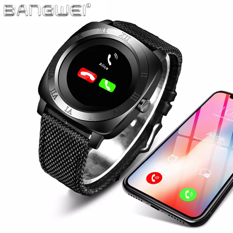 

2018 BANGWEI New Fashion Mens Smart Watches Waterproof Sports Digital Watch Sleep Monitoring Pedometer Men Watch For Android+BOX