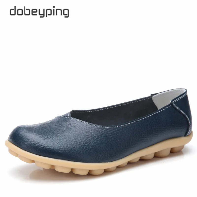 

dobeyping New Spring Autumn Shoes Woman Genuine Leather Women Flats Shallow Women's Loafers Sewing Female Shoe Big Size 35-44