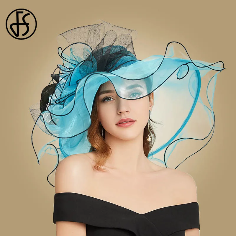 Elegant Women's Wide Brim Beige Organza Sun Hat