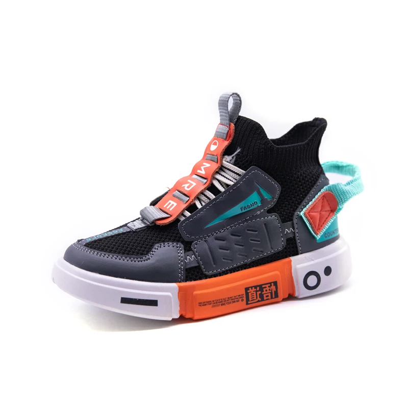 

New Kids Sneakers Boy Basketball Shoes Running Shoes Light Weight Footwear Girl Shoes High Top Baby Children knitted Sport Shoes