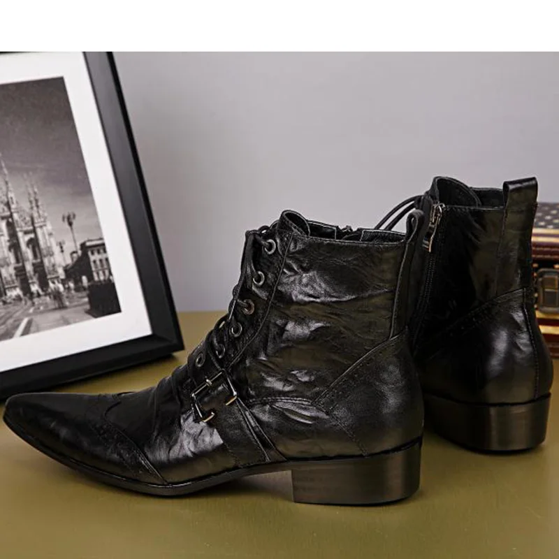 Moto Hommes Bottes Court De Batzuzhi 46 Noir Cuir Nouveaux HommesEu38 Cheville En Up Boucle Sangle Pointu Laçage Bout Concepteur tQrdxshC