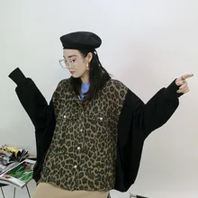 Дизайн модный тренд Ретро Винтаж Ветер leopard Летучая мышь с длинным рукавом свободное большое BF пальто